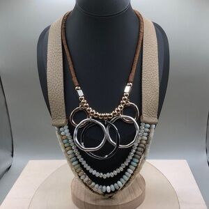 Curated bundle artisan leather necklaces dressy runway catwalk statement style.